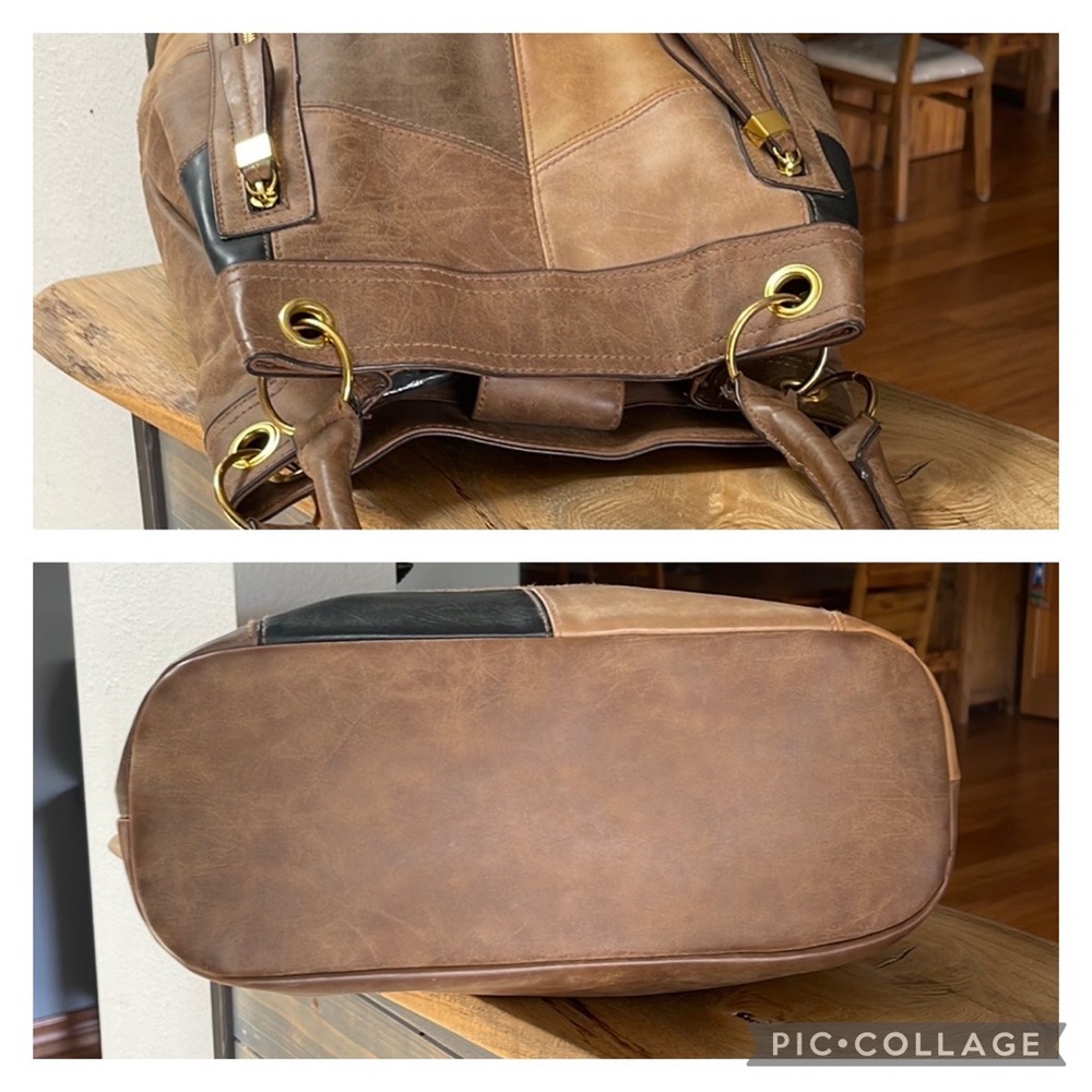 Brown Patchwork Tote Shoulder Bag - image 7